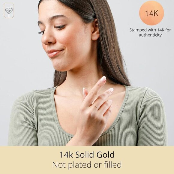 Solid14k Gold Wedding Band Ring for Women in Rose Gold, White Gold, Yellow Gold - Picture 2 of 7